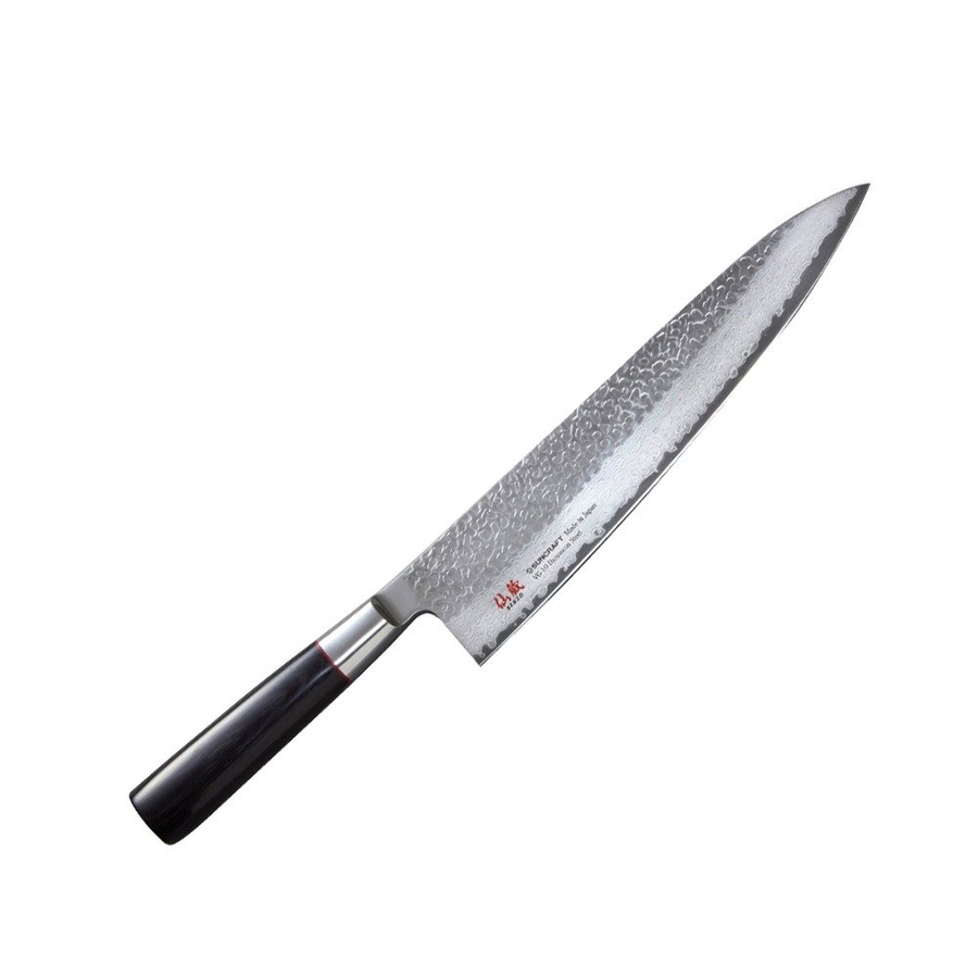 Nóż szefa kuchni Suncraft Senzo Classic 240 mm z damasceńską okładziną i czarną rękojeścią pakka