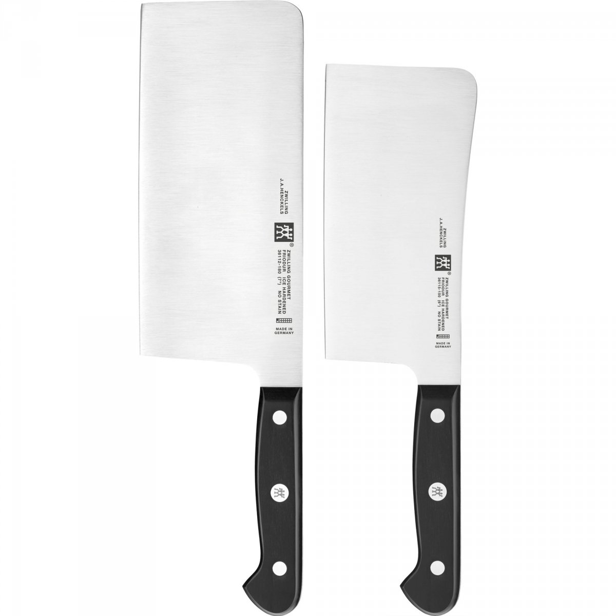 Chiński nóż szefa 18 cm i tasak 15 cm Zwilling Gourmet obok siebie